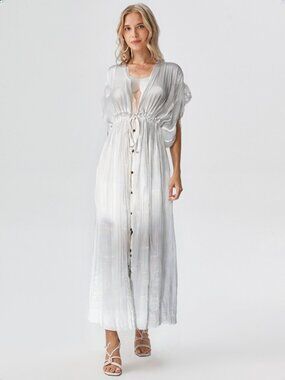 NWT NXH Ruffled sleeves white summer Boho maxi dress with pockets
